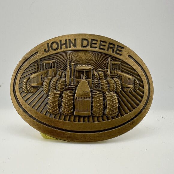 JOHN DEERE Tractor Belt Buckle Brass 1981 8050 Series 4WD Tractors Farm Ag - Picture 6 of 7